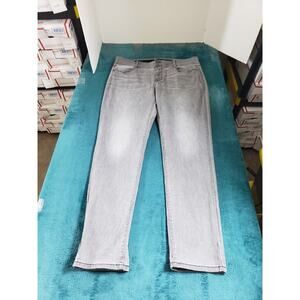 Apt. 9 Jeans Size 16 Womens Gray Stretch Denim Elastic Waist Mid Rise Straight